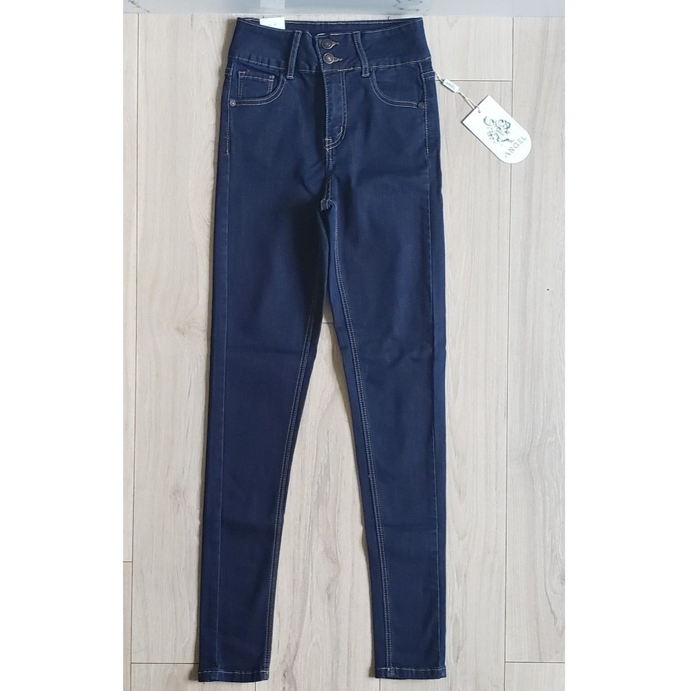 Angel Jeans Womens 1 Dark Blue Skinny High Waisted Stretch Denim